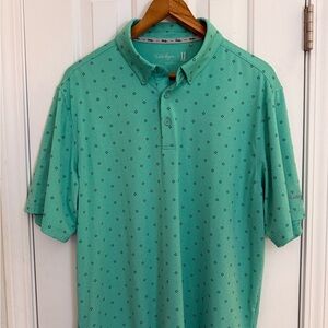 Walter Hagen Golf Polo Men’s L Green Diamond Print Short Sleeve
